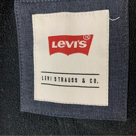 Levi’s Fleece Lined Hooded Trucker Jacket Mens XXL Navy Blue - Picture 12 of 16